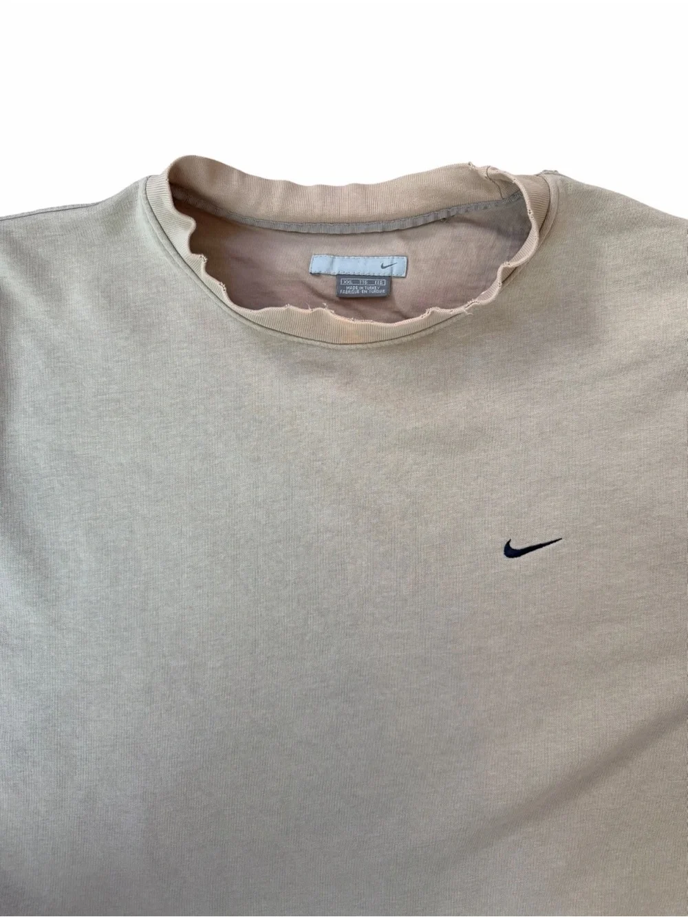 Vintage Y2K Nike Mini Swoosh Crewneck Pullover Sweatshirt XXL Cream Streetwear